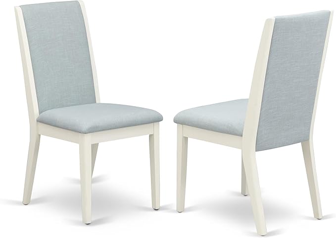 East West Furniture V027LA015-7 7 Piece Dining Table Set Consist of a Rectangle Dining Room Table with V-Legs and 6 Baby Blue Linen Fabric Parsons Chairs, 40x72 Inch, Multi-Color