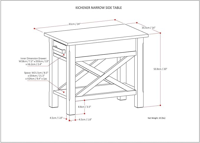 SIMPLIHOME Kitchener SOLID WOOD 14 inch Wide Rectangle Contemporary Narrow Side Table in Black for the Living Room and Bedroom