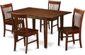 East West Furniture PSNO5-MAH-W 5 Piece Dining Table Set for 4 Includes a Rectangle Kitchen Table with Butterfly Leaf and 4 Dining Room Chairs, 32x60 Inch, Mahogany