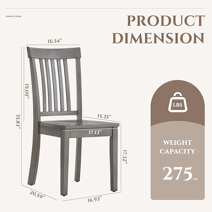COLAMY Wooden Dining Chairs Set of 6, Spindle High Back Windsor Kitchen Side Chair, Farmhouse Dining Chairs for Kitchen and Dining Room, Light Grey