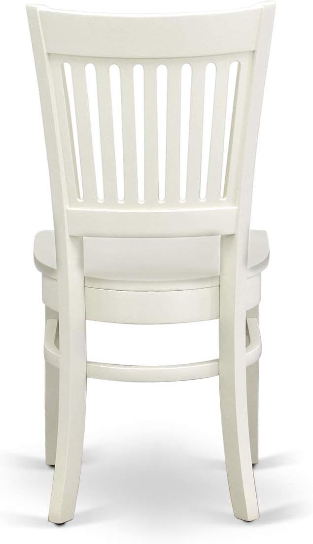 East West Furniture ANVA5-LWH-W 5 Piece Kitchen Table Set for 4 Includes a Round Dining Room Table with Pedestal and 4 Solid Wood Seat Chairs, 36x36 Inch, Linen White