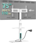 WALI Floor TV Stand with Power Outlet & AV Shelf, Tall TV Stand Mount for 32-75 inch TV up to 110 lbs, Swivel and Height Adjustable TV Stands with Wood Base for Bedroom, Office(TVDVD-6PW), White