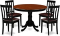 East West Furniture HLAN5-BCH-LC 5 Piece Dining Set Includes a Round Dining Table with Pedestal and 4 Faux Leather Kitchen Room Chairs, 42x42 Inch, Black & Cherry