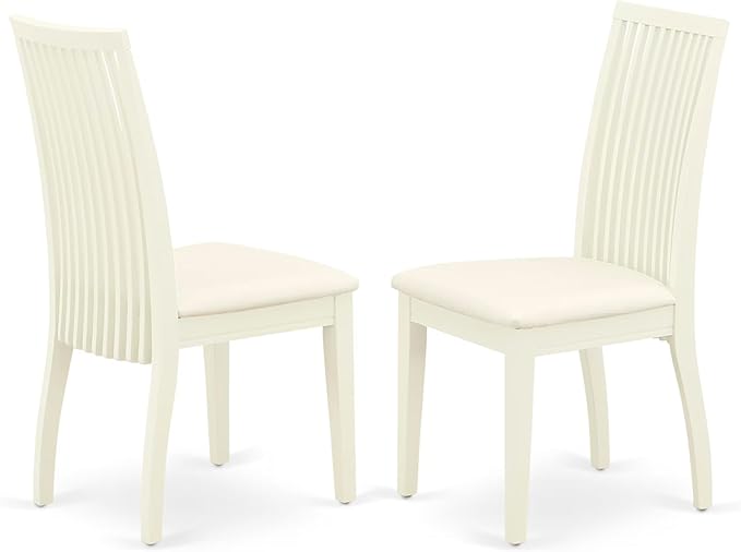 East West Furniture DMIP3-LWH-C 3 Piece Dining Room Furniture Set Contains a Round Kitchen Table with Dropleaf and 2 Linen Fabric Upholstered Dining Chairs, 42x42 Inch, Linen White
