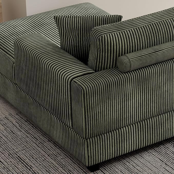 Eafurn Convertible L Shaped Modular Sectional Sofa Couch, 5 Seater Corduroy Upholstered Corner Sofa Lounge Couch with Extra Wide Reversible Chaise Lounge and Headrest for Living Room