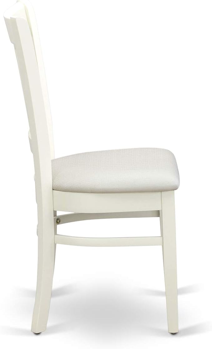 East West Furniture DLVA5-LWH-C 5 Piece Dining Table Set for 4 Includes a Round Kitchen Table with Dropleaf and 4 Linen Fabric Kitchen Dining Chairs, 42x42 Inch, Linen White