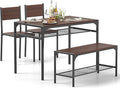 Tangkula Dining Table Set for 4, Kitchen Table and 2 Chairs for 4 with Bench, Additonal Storage Rack, 4 Piece Dining Table Set for Small Space, Apartment