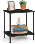 ETELI Small Side Table Black Narrow End Table with Storage Shelf Modern Square Bedside Table Wood Nightstand for Living Room Bedroom Office