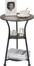 Dulcii Small Round End Table for Narrow and Small Space, 3-Tier Round Accent Couch Beside Table, Modern Side Table Corner Sofa Table Nightstand for Living Room Bedroom,Grey