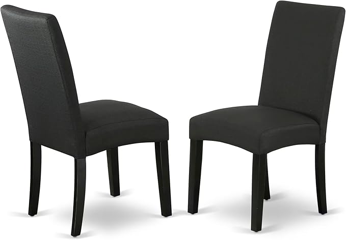 East West Furniture V676DR124-6 6 Piece Dining Set Contains a Rectangle Dining Room Table with V-Legs and 4 Black Color Linen Fabric Parson Chairs with a Bench, 36x60 Inch, Multi-Color