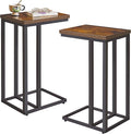 Side Table Small End Table C Shaped, Slide Under Laptop Desk for Couch, Living Room Side Table, TV Trays for Eating on Couch, Rustic Brown+Black YD-TM051HB-2