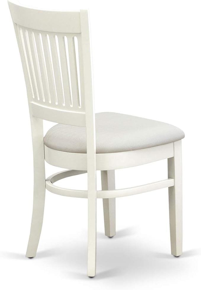 East West Furniture LGVA5-LWH-C 5 Piece Dining Set Includes a Rectangle Dining Room Table with Butterfly Leaf and 4 Linen Fabric Upholstered Kitchen Chairs, 42x84 Inch, Linen White