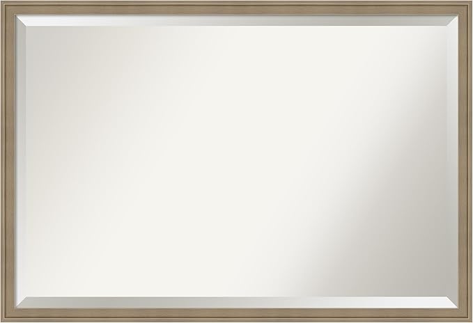 Amanti Art Brown Wall Mirror 26x38 Florence Light Brown Rectangle Bathroom Mirror for Wall Decor Living Room, Large Casual Frame, Hangs Horizonally and Vertically, Bathroom Decor, Beveled Edge from WI