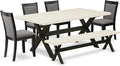 East West Furniture X627MZ650-6 6 Piece Dining Table Set Contains a Rectangle Kitchen Table and 4 Dark Gotham Grey Linen Fabric Parson Chairs with a Bench, 40x72 Inch, Multi-Color