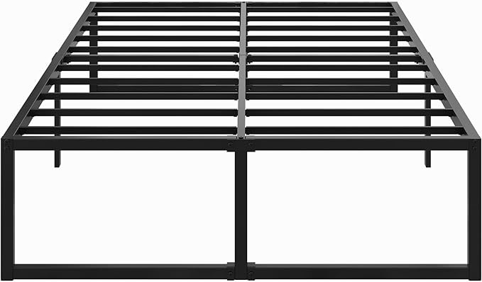 18 Inch King Bed Frame Sturdy Mattress Foundation, Heavy Duty Metal Platform with Steel Slats Support No Box Spring Needed, Noise Free, Easy Assembly, Black