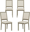 COLAMY Wood Dining Chairs Set of 4, Mid Century Modern Upholstered Kitchen Chairs,19 Inch Fabric Dining Chair with Back for Kitchen Dining Room,Grey