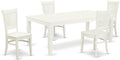 East West Furniture LGVA5-LWH-W 5 Piece Dining Set Includes a Rectangle Dining Room Table with Butterfly Leaf and 4 Kitchen Chairs, 42x84 Inch, Linen White