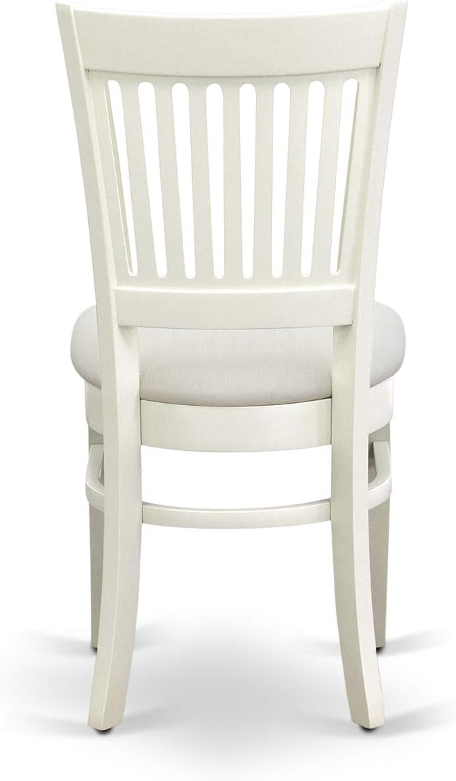 East West Furniture ANVA5-LWH-C 5 Piece Dining Room Table Set Includes a Round Kitchen Table with Pedestal and 4 Linen Fabric Upholstered Dining Chairs, 36x36 Inch, Linen White