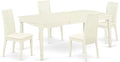 East West Furniture DOIP5-LWH-C 5 Piece Dining Room Table Set Includes a Rectangle Kitchen Table with Butterfly Leaf and 4 Linen Fabric Upholstered Dining Chairs, 42x78 Inch, Linen White