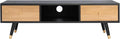 SAFAVIEH Beatrix TV Stand for up to 60" Flatscreen – Black & Oak, 2 Doors with Interior Storage, 1 Open Shelf, Entertainment Media Console (MED9607A)