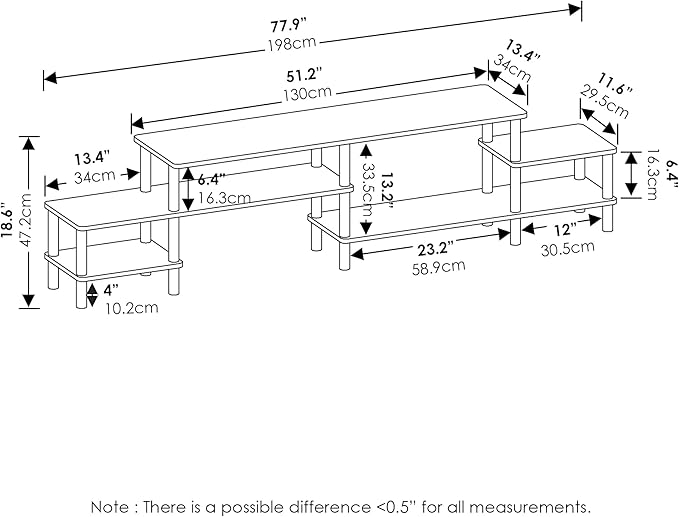 Furinno Turn-N-Tube Grand Stand for TV up, 78 Inch, French Oak