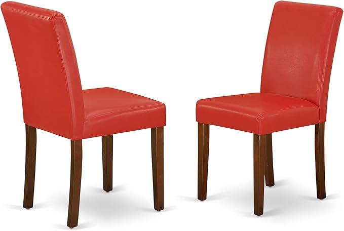 East West Furniture DUAB5-MAH-72 5 Piece Dinette Set for 4 Includes a Rectangle Dining Table and 4 Firebrick Red Faux Leather Parson Dining Room Chairs, 36x60 Inch, Mahogany