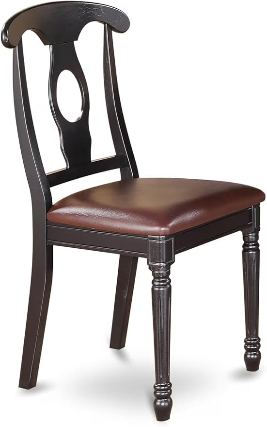 East West Furniture DOKE7-BCH-LC 7 Piece Dining Room Furniture Set Consist of a Rectangle Wooden Table with Butterfly Leaf and 6 Faux Leather Upholstered Chairs, 42x78 Inch, Black & Cherry