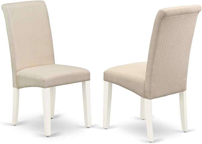 East West Furniture MZBA5-LWH-01 5 Piece Dinette Set Includes a Rectangle Dining Room Table with Dropleaf and 4 Cream Linen Fabric Upholstered Parson Chairs, 36x54 Inch, Linen White