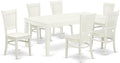 East West Furniture LGVA7-LWH-W 7 Piece Dining Room Furniture Set Consist of a Rectangle Kitchen Table with Butterfly Leaf and 6 Dining Chairs, 42x84 Inch, Linen White