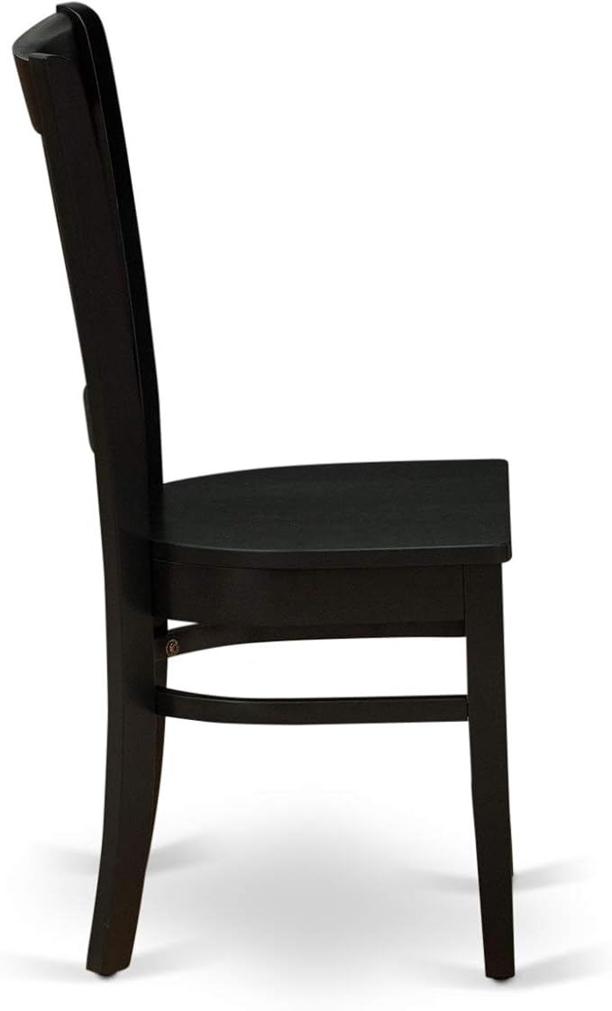 East West Furniture DLVA5-BLK-W 5 Piece Dining Set Includes a Round Dining Room Table with Dropleaf and 4 Kitchen Chairs, 42x42 Inch, Black
