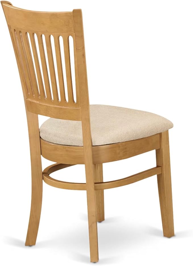 East West Furniture ANVA5-OAK-C 5 Piece Dining Room Furniture Set Includes a Round Dining Table with Pedestal and 4 Linen Fabric Upholstered Chairs, 36x36 Inch, Oak