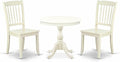 East West Furniture AMDA3-LWH-W 3 Piece Dinette Set for Small Spaces Contains a Round Kitchen Table with Pedestal and 2 Dining Chairs, 36x36 Inch, Linen White
