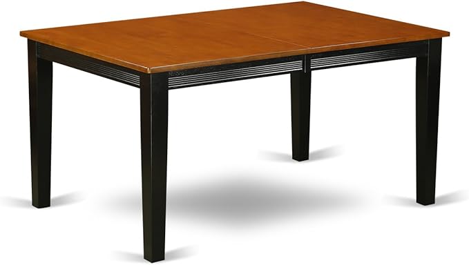 East West Furniture QUDA7-BCH-W 7 Piece Dining Table Set Consist of a Rectangle Dining Room Table with Butterfly Leaf and 6 Wood Seat Chairs, 40x78 Inch, Black & Cherry