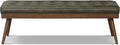 POLY & BARK 55" Tufted Leather Bed Bench for Bedroom End of Bed - Living Room Entry Way Bench - Pure Italian Leather Upholstery with a Solid Wood Frame - Ottoman Bench with Wooden Legs - Olivine Green