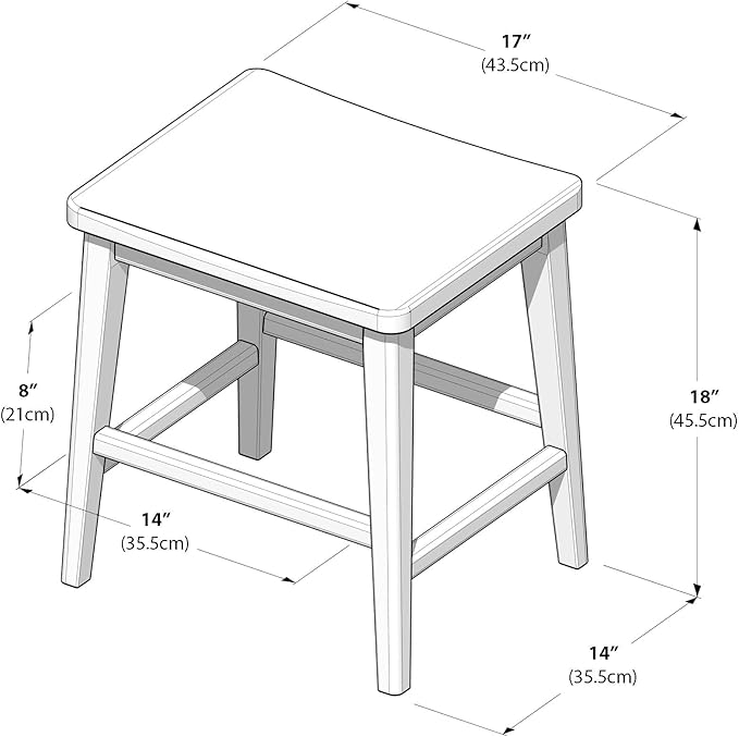 Plank+Beam Smythe Dining Stool, 18",Set of 4, Sturdy Wood Modern Kitchen Stool, Saddle Seat Backless Chair, Metal Footrest, Pecan