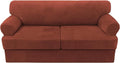 H.VERSAILTEX Sofa Cover 3 Piece T Cushion Sofa Slipcovers Thick Velvet Couch Cover Stretch T Cushion Sofa Covers for 2 Cushion Couch with 2 Individual T Cushion Covers Washable, Rust