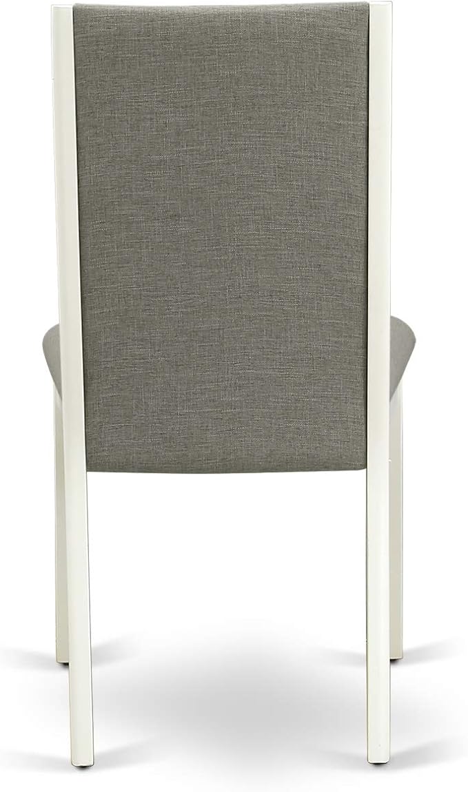 East West Furniture MZLA3-LWH-06 3 Piece Kitchen Table & Chairs Set Contains a Rectangle Dining Table with Dropleaf and 2 Shitake Linen Fabric Upholstered Chairs, 36x54 Inch, Linen White
