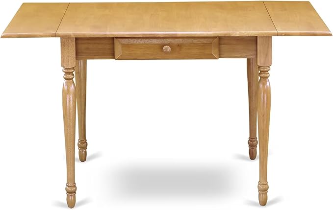 East West Furniture MZDL5-OAK-W 5 Piece Dining Room Table Set Includes a Rectangle Kitchen Table with Dropleaf and 4 Dining Chairs, 36x54 Inch, Oak