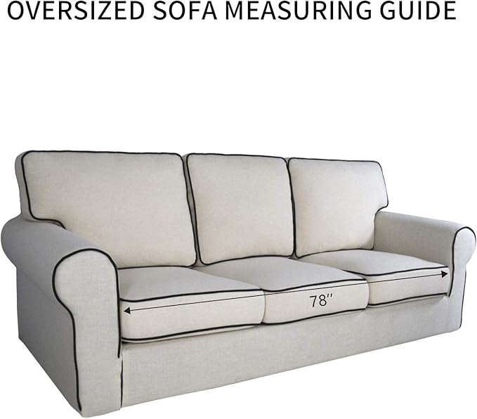 PureFit Reversible Sofa Couch Cover Water Resistant Couch Covers for 3 Cushion, Washable Furniture Cover with Non-Slip Foam and Adjustable Strap for Dogs, Pets (Oversized Sofa, Dark Blue/Light Blue)