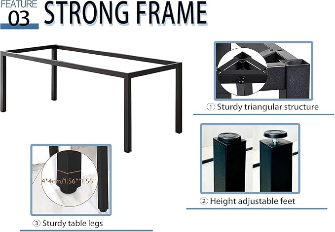 55 Inch Desk - Sturdy Metal Frame Computer Desk, Spacious Office Desk & Writing Desk with Easy Assembly, Durable Workstation for Home Office