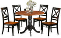 East West Furniture DLQU5-BCH-W 5 Piece Dining Room Furniture Set Includes a Round Kitchen Table with Dropleaf and 4 Dining Chairs, 42x42 Inch, Black & Cherry