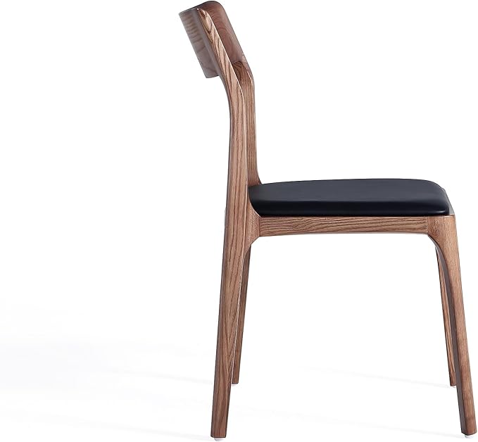 Manhattan Comfort Moderno Stackable Dining Chairs with Leatherette Upholstered Seat, Foam Padding & Solid Wood Frame, Suitable for Kitchen or Restaurant Usage, Set of 4, Black