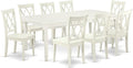East West Furniture DOCL9-LWH-W 9 Piece Dining Table Set Includes a Rectangle Dinner Table with Butterfly Leaf and 8 Dining Room Chairs, 42x78 Inch, Linen White