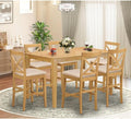 East West Furniture CAPU7H-OAK-C 7 Piece Kitchen Counter Height Dining Table Set Consist of a Rectangle Dining Room Table and 6 Linen Fabric Upholstered Chairs, 36x60 Inch, Oak