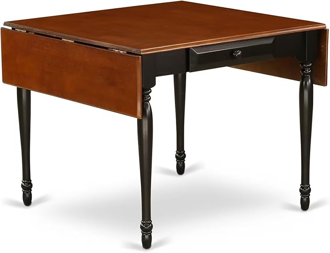 East West Furniture MZNI3-BCH-W 3 Piece Dining Table Set for Small Spaces Contains a Rectangle Dining Room Table with Dropleaf and 2 Wood Seat Chairs, 36x54 Inch, Black & Cherry