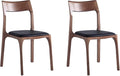 Manhattan Comfort Moderno Stackable Dining Chairs with Leatherette Upholstered Seat, Foam Padding & Solid Wood Frame, Suitable for Kitchen or Restaurant Usage, Set of 2, Black