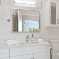 MOON MIRROR 36" x 24" Brushed Nickel Rectangle Bathroom Mirror, Tilting Rounded Rectangular Metal Framed Pivot Wall Mirror, Hangs Horizontally Only(Overall 39.75" x 22")