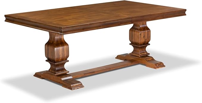 NKFO9-AWA-18-9-Piece Kitchen Set Consists of a Dinner Table and 8 Brown Linen Fabric Kitchen Chairs with Button Tufted Chair Back - Antique Walnut Finish.