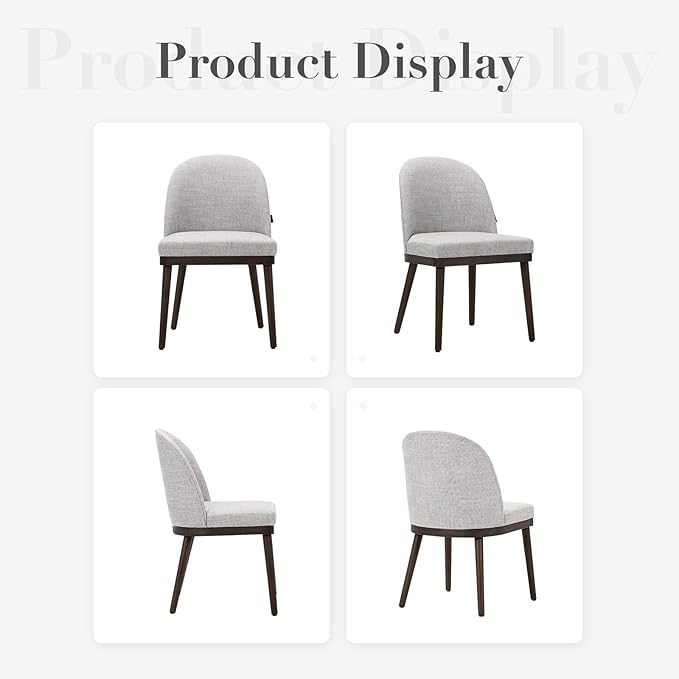 COLAMY Upholstered Dining Chairs Set of 6, Large Dining Room Kitchen Chairs with High Back and Deep Seat, Modern Fabric Dinner Chairs with Wood Legs, Light Grey