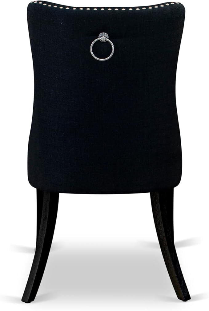 East West Furniture LGDA7-BLK-24 7 Piece Dining Table Set Consists of a Rectangle Kitchen Table with Butterfly Leaf and 6 Polyester Fabric Padded Chairs, 42x84 Inch, Black
